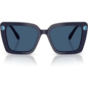 Swarovski womens Sk6032 Square Sunglasses(Blue/Dark Blue)