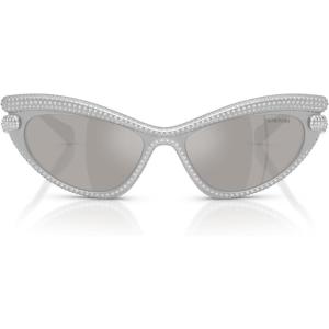 Swarovski womens Sk6038 Cat Eye Sunglasses(Silver/Light Grey Mirrored Silver)