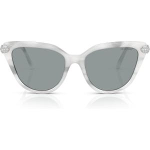 Swarovski womens Sk6039 Cat Eye Sunglasses(White Havana/Dark Grey)