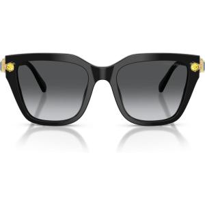 Swarovski womens Sk6041 Square Sunglasses(Black/Polarized Grey Gradient)