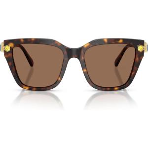 Swarovski womens Sk6041 Square Sunglasses(Havana/Dark Brown)