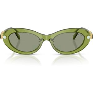 Swarovski womens Sk6042 Oval Sunglasses(Transparent Green/Green)