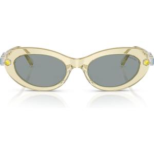Swarovski womens Sk6042 Oval Sunglasses(Transparent Yellow/Grey)