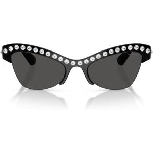 Swarovski womens Sk6043 Butterfly Sunglasses(Black/Dark Grey)