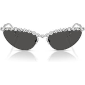 Swarovski womens Sk7030 Cat Eye Sunglasses(Silver/Dark Grey)