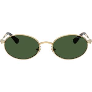 Swarovski womens Sk7033 Oval Sunglasses(Gold/Dark Green)