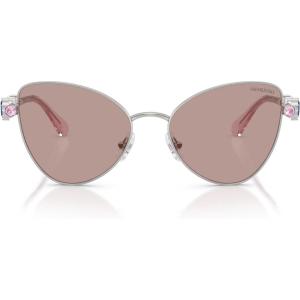 Swarovski womens Sk7034 Butterfly Sunglasses(Silver/Light Purple Brown)