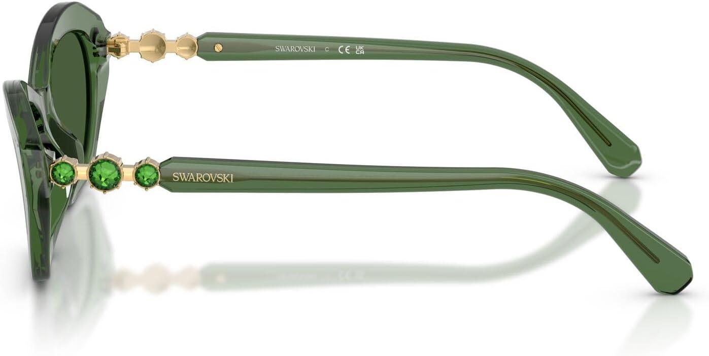 imageSwarovski SK6048F Low Bridge Fit Sunglasses Transparent GreenDark Green 54 mm