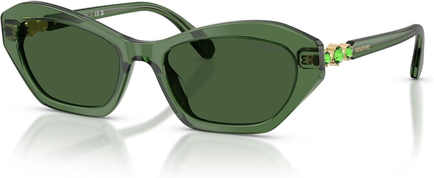 imageSwarovski SK6048F Low Bridge Fit Sunglasses Transparent GreenDark Green 54 mm