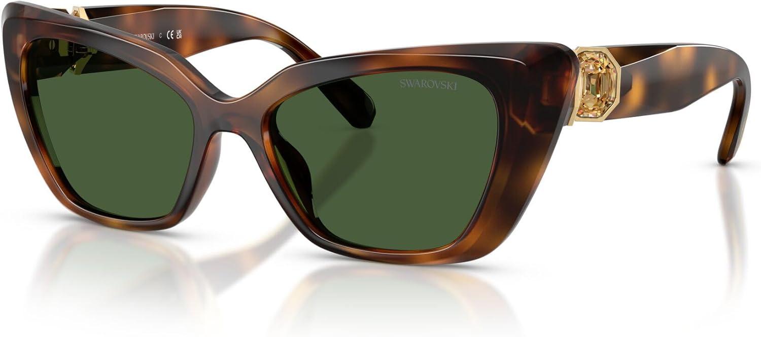 imageSwarovski Womens Sk6047 SunglassesHavanaDark Green