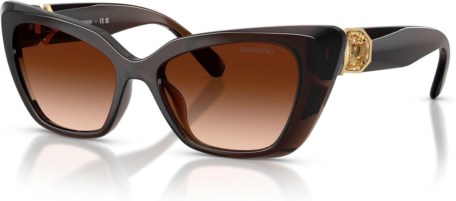 imageSwarovski Womens Sk6047 SunglassesTransparent BrownBrown Gradient