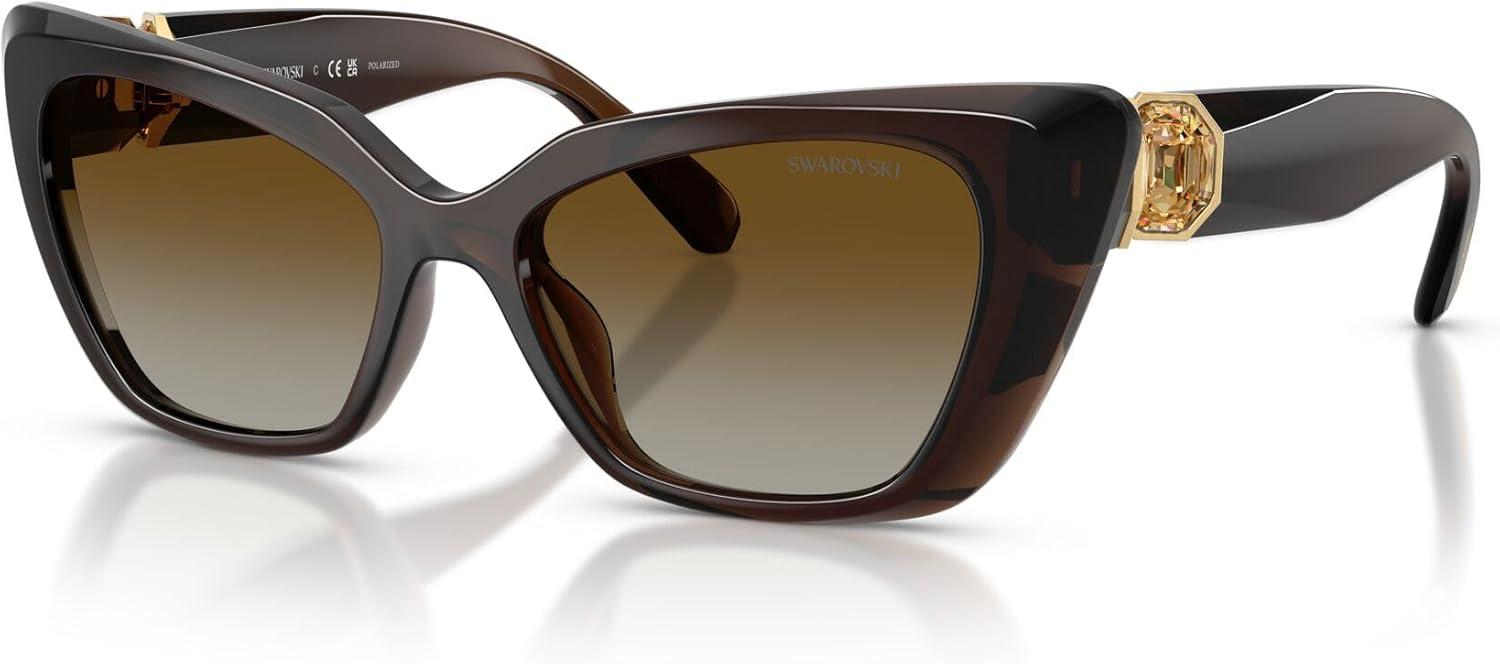 imageSwarovski Womens Sk6047 SunglassesTransparent BrownPolar Brown Gradient