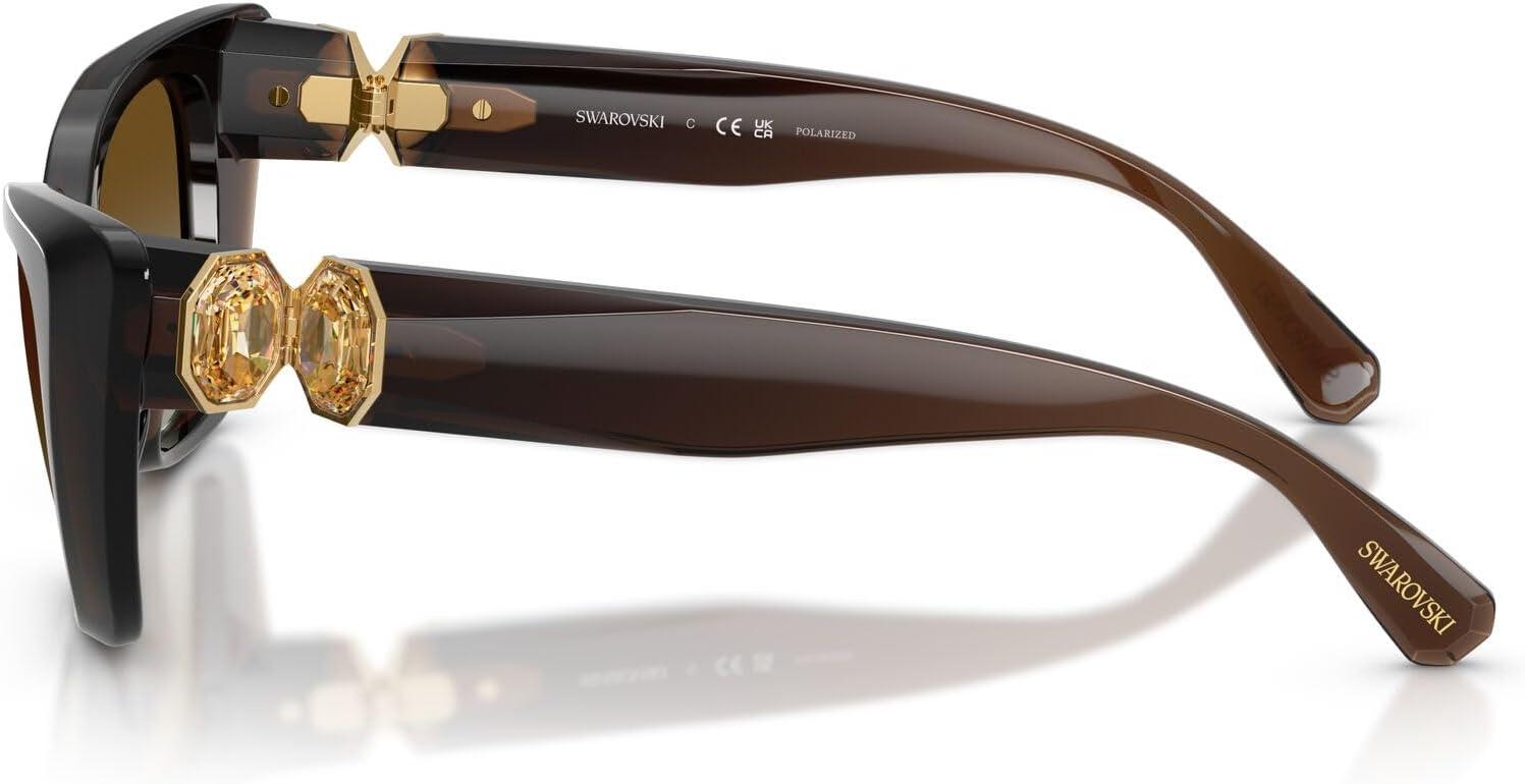 imageSwarovski Womens Sk6047 SunglassesTransparent BrownPolar Brown Gradient