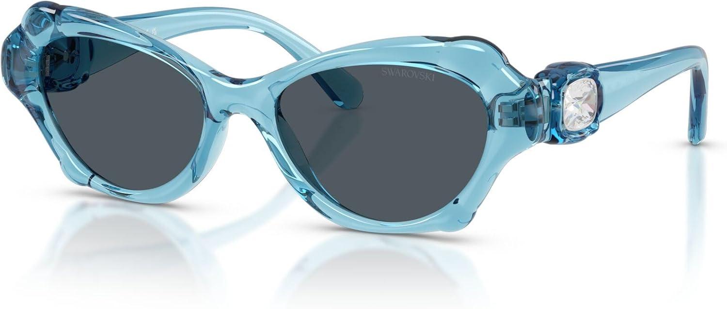 imageSwarovski Womens Sk6050 SunglassesTransparent Light BlueDark Grey