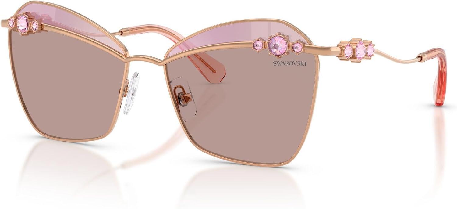 imageSwarovski Womens Sk7040 SunglassesRose GoldPurple Brown Tampo Swar Pink
