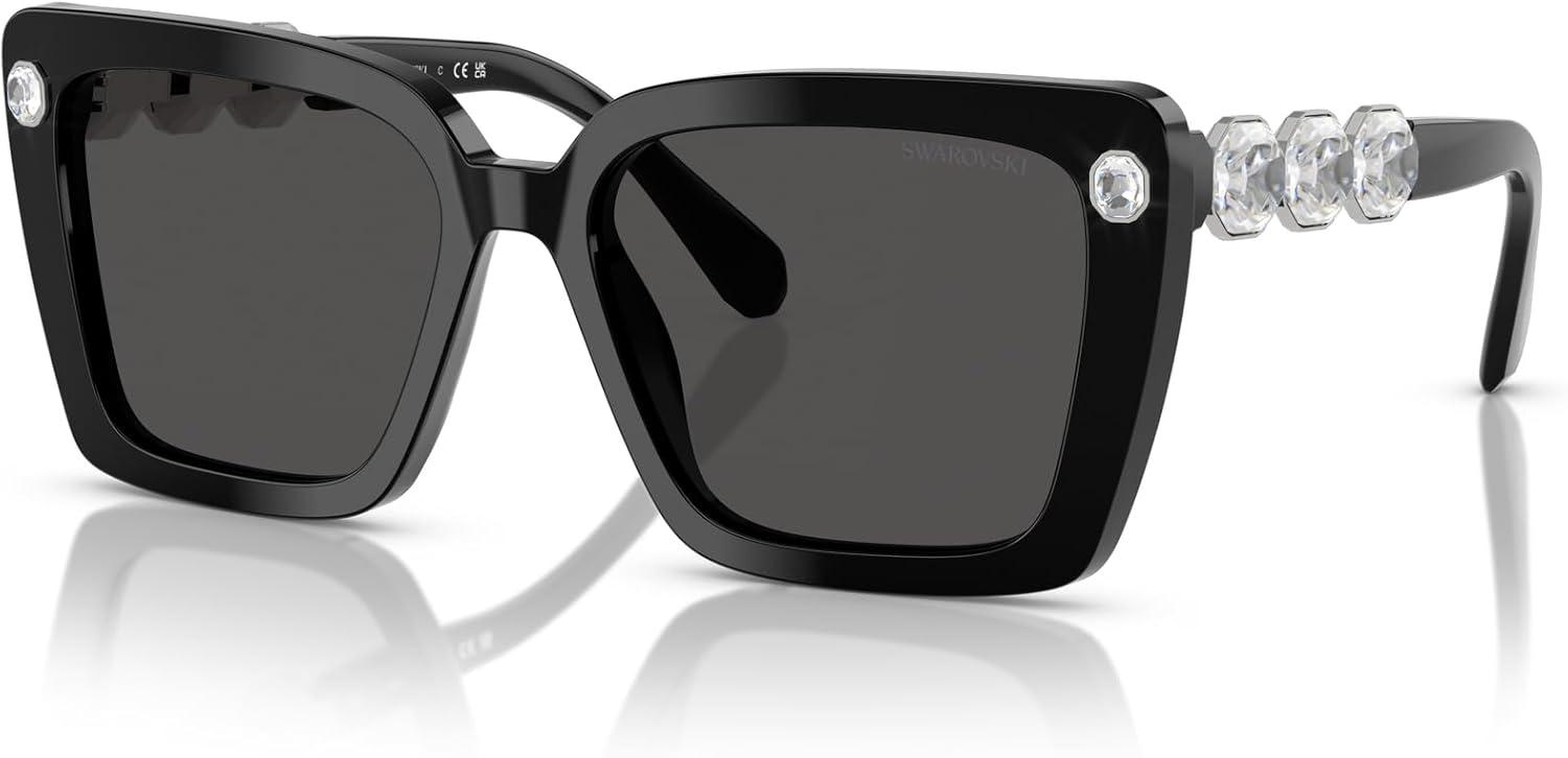 imageSwarovski womens Sk6032f Low Bridge Fit Square SunglassesBlackDark Grey