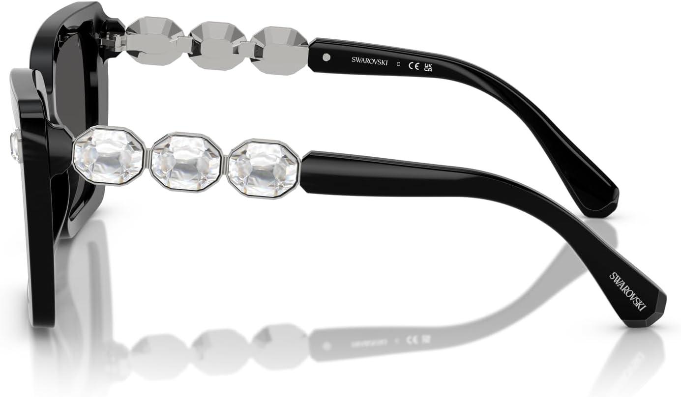 imageSwarovski womens Sk6032f Low Bridge Fit Square SunglassesBlackDark Grey