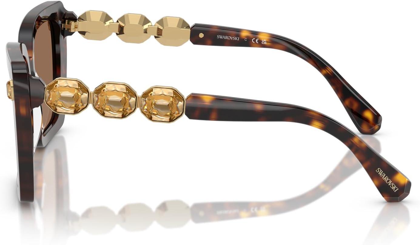imageSwarovski womens Sk6032f Low Bridge Fit Square SunglassesHavanaDark Brown