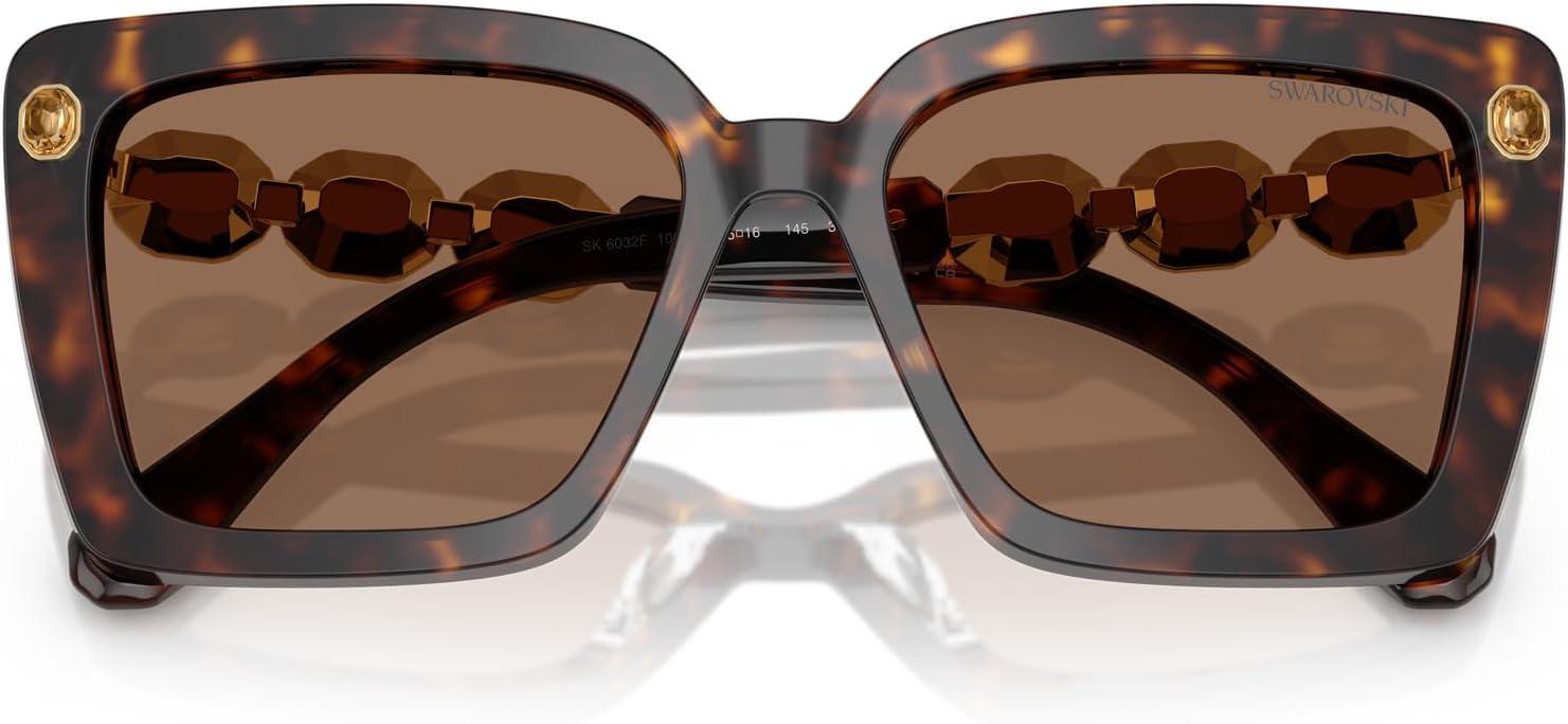 imageSwarovski womens Sk6032f Low Bridge Fit Square SunglassesHavanaDark Brown