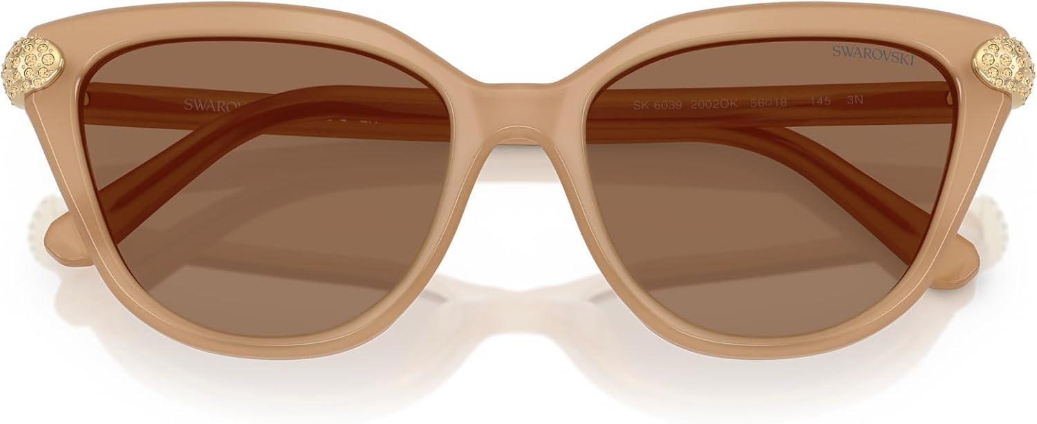 imageSwarovski womens Sk6039 Cat Eye SunglassesMilky BeigeBronze