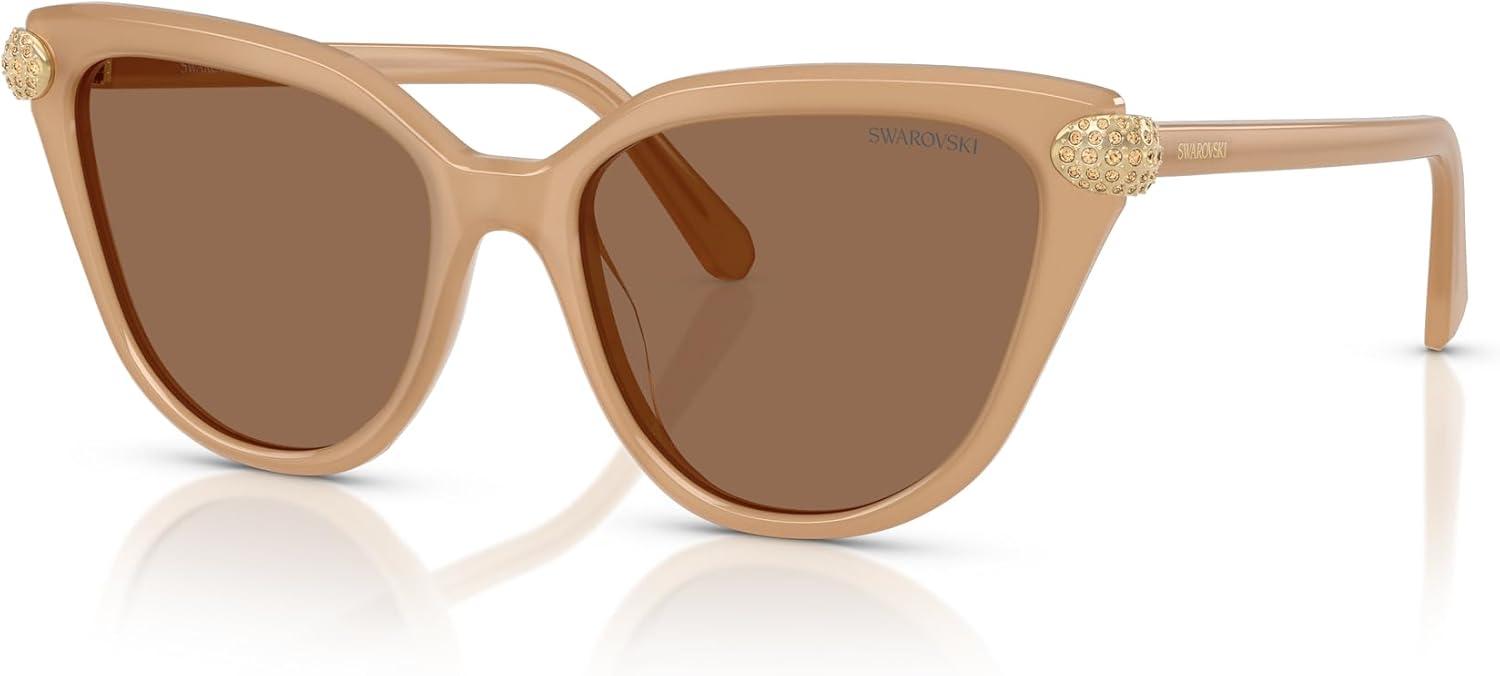 imageSwarovski womens Sk6039 Cat Eye SunglassesMilky BeigeBronze
