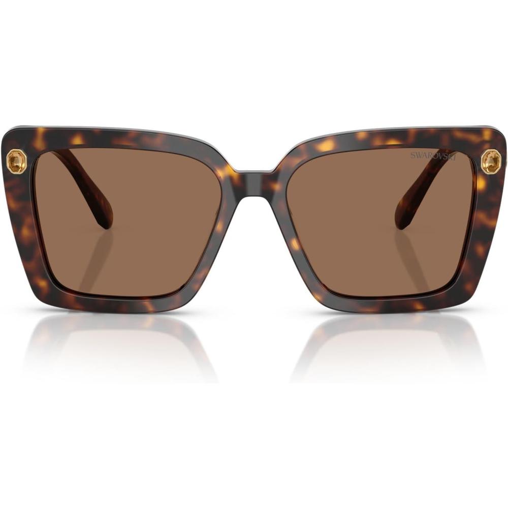 imageSwarovski womens Sk6032f Low Bridge Fit Square SunglassesHavanaDark Brown