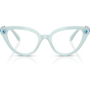 Swarovski Women’s Sk2028 Cat Eye Prescription Eyewear Frames(Milky Light Blue/Demo Lens)