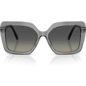Swarovski Women’s Sk6049f Low Bridge Fit Sunglasses(Transparent Grey/Gradient Grey)