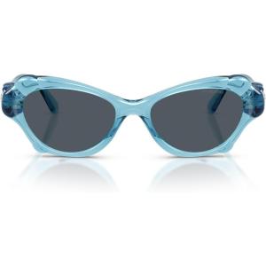 Swarovski Women’s Sk6050 Sunglasses(Transparent Light Blue/Dark Grey)
