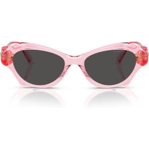 Swarovski Women’s Sk6050 Sunglasses(Transparent Pink/Dark Grey)