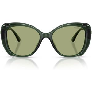 Swarovski Women’s Sk6051u Universal Fit Sunglasses(Transparent Green/Green)