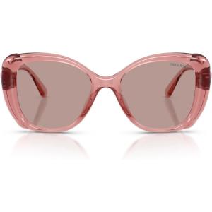 Swarovski Women’s Sk6051u Universal Fit Sunglasses(Transparent Pink/Light Purple Brown)