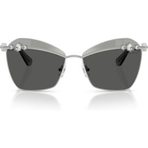 Swarovski Women’s Sk7040 Sunglasses(Silver/Grey Tampo Swarovski Silver)