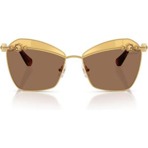 Swarovski Women’s Sk7040 Sunglasses(Yellow Gold/Brown Tampo Swarovski Gold)