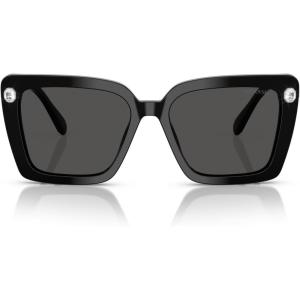 Swarovski womens Sk6032f Low Bridge Fit Square Sunglasses(Black/Dark Grey)