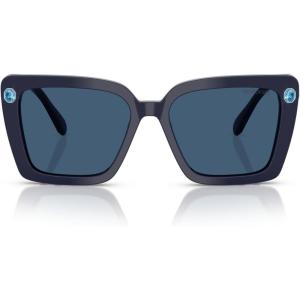 Swarovski womens Sk6032f Low Bridge Fit Square Sunglasses(Blue/Dark Blue)