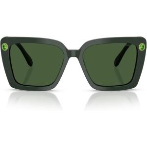 Swarovski womens Sk6032f Low Bridge Fit Square Sunglasses(Green/Dark Green)