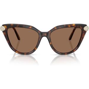Swarovski womens Sk6039 Cat Eye Sunglasses(Havana/Dark Brown)