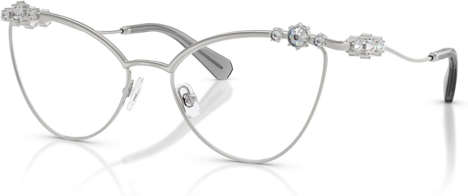 imageSwarovski Womens Sk1033 Cat Eye Prescription Eyewear FramesSilverDemo Lens
