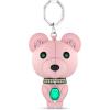 imageSWAROVSKI Icons Stainless Steel 3D Key Ring Kris Bear Character with Pink Leather and Bright Green Crystals Part of The Swarovski Icons Collection
