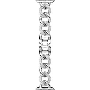 Swarovski Sparkling chain strap compatible with Apple Watch®, Silver tone, Stainless steel