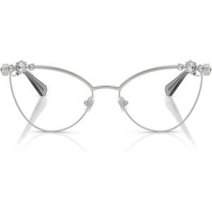 Swarovski Women’s Sk1033 Cat Eye Prescription Eyewear Frames(Silver/Demo Lens)