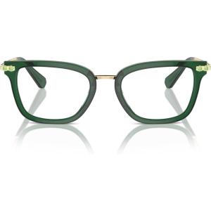 Swarovski Women’s Sk2018 Square Prescription Eyewear Frames(Dark Green Transparent/Demo Lens)