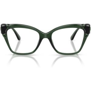 Swarovski Women’s Sk2056u Universal Fit Cat Eye Prescription Eyewear Frames(Transparent Green/Demo Lens)
