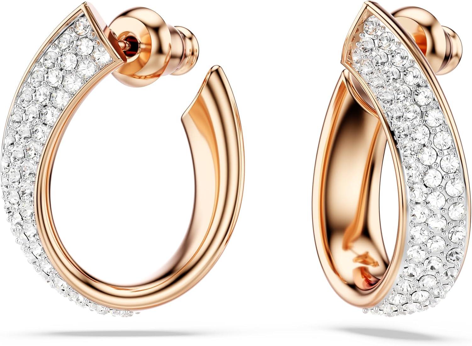 imageSwarovski Exist Crystal Earring and Necklace Jewelry Collection Clear CrystalsMini Hoop Earrings GoldTone Finish