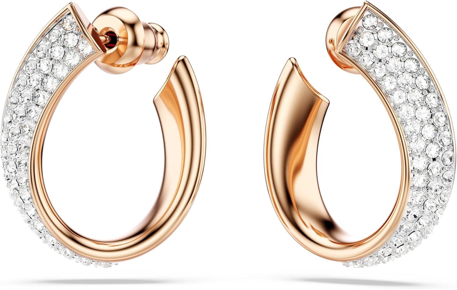 imageSwarovski Exist Crystal Earring and Necklace Jewelry Collection Clear CrystalsMini Hoop Earrings GoldTone Finish