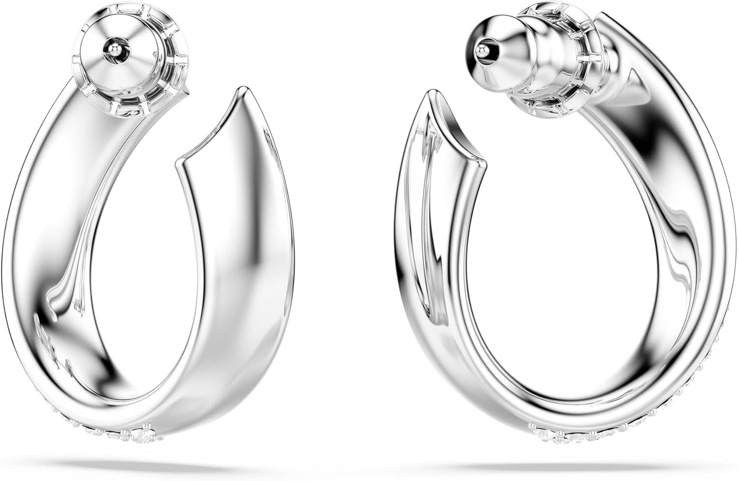 imageSwarovski Exist Crystal Earring and Necklace Jewelry Collection Clear CrystalsMini Hoop Earrings Rhodium Finish