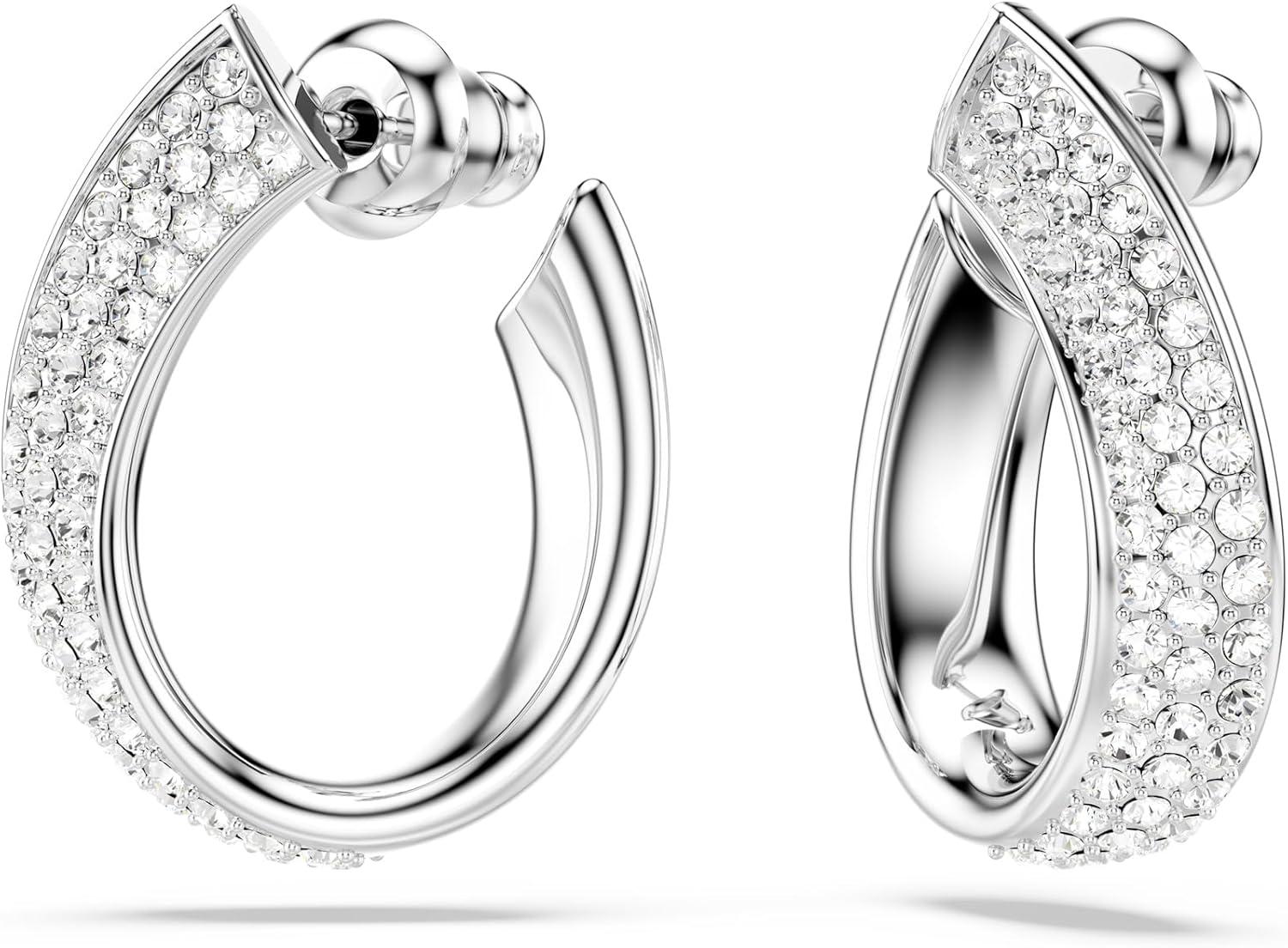 imageSwarovski Exist Crystal Earring and Necklace Jewelry Collection Clear CrystalsMini Hoop Earrings Rhodium Finish