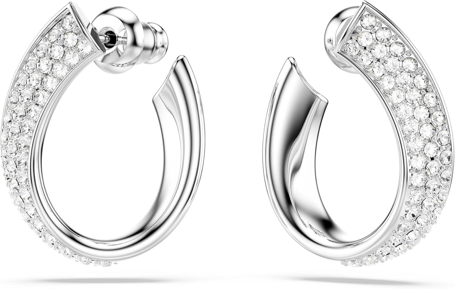 imageSwarovski Exist Crystal Earring and Necklace Jewelry Collection Clear CrystalsMini Hoop Earrings Rhodium Finish