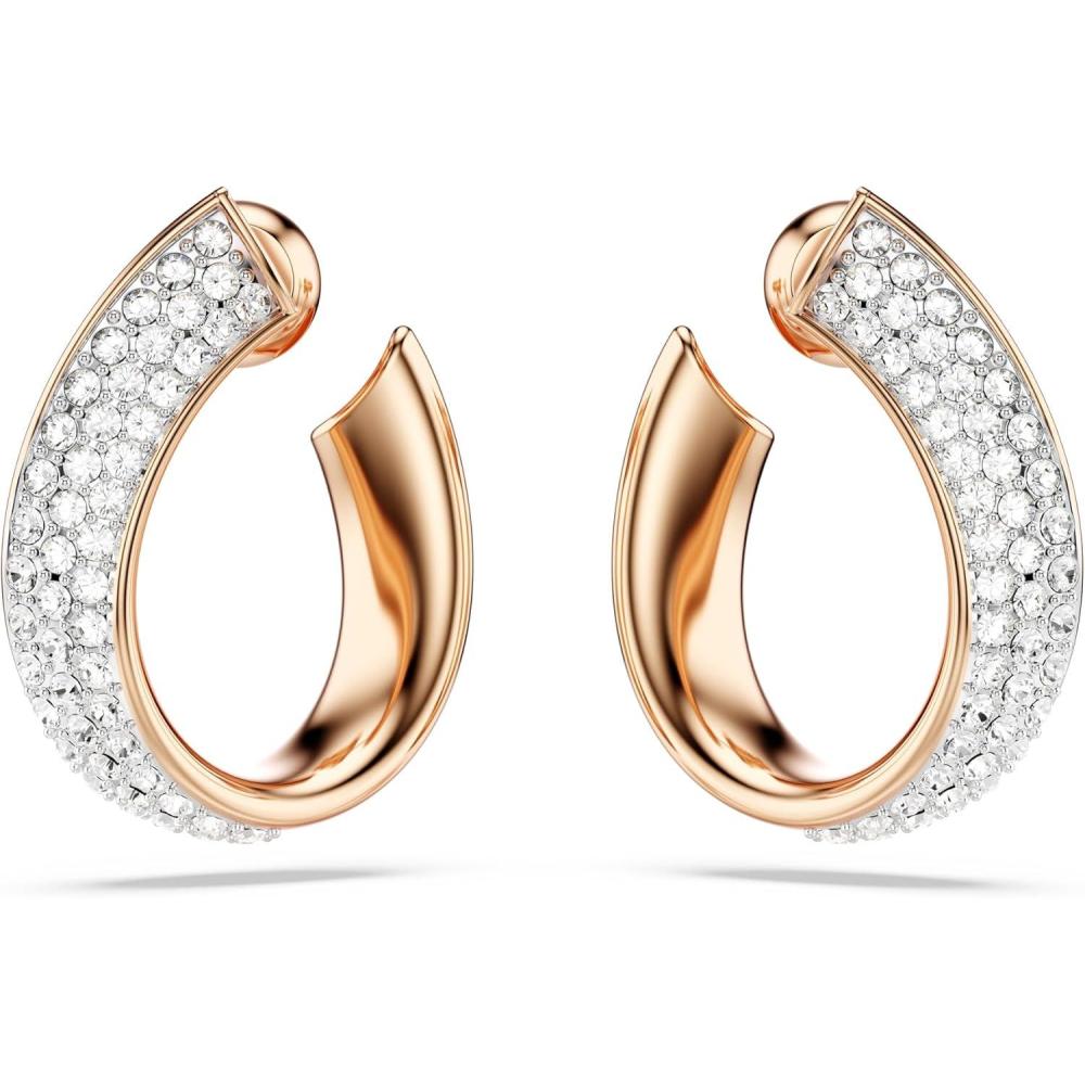 imageSwarovski Exist Crystal Earring and Necklace Jewelry Collection Clear CrystalsMini Hoop Earrings  GoldTone Finish